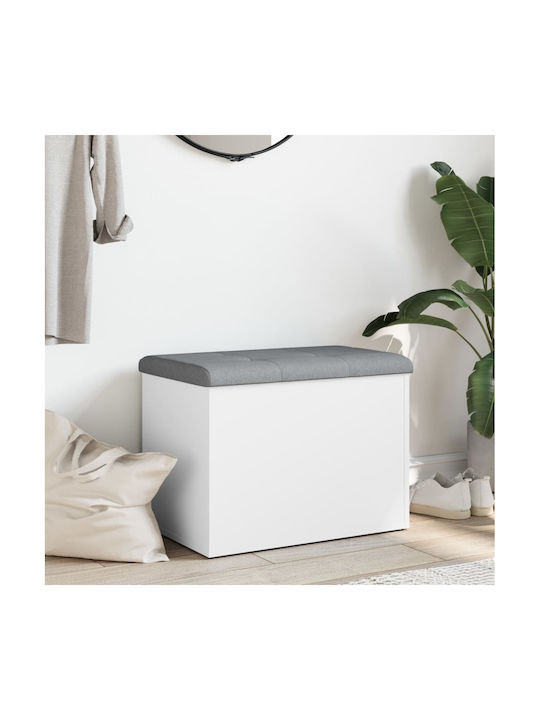 Stool For Living Room With Storage Space Wooden White 62x42x45cm