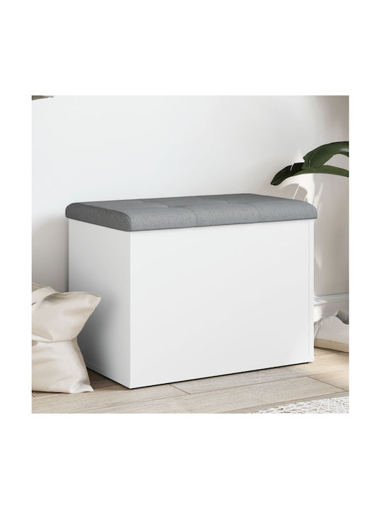 Stool For Living Room With Storage Space Wooden White 62x42x45cm