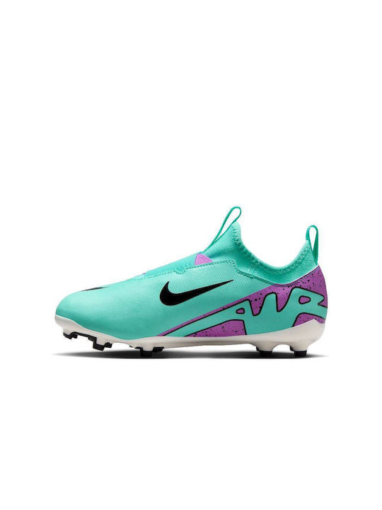 Kids Molded Soccer Shoes with Sock without Laces Hyper Turquoise / Black / White / Fuchsia Dream