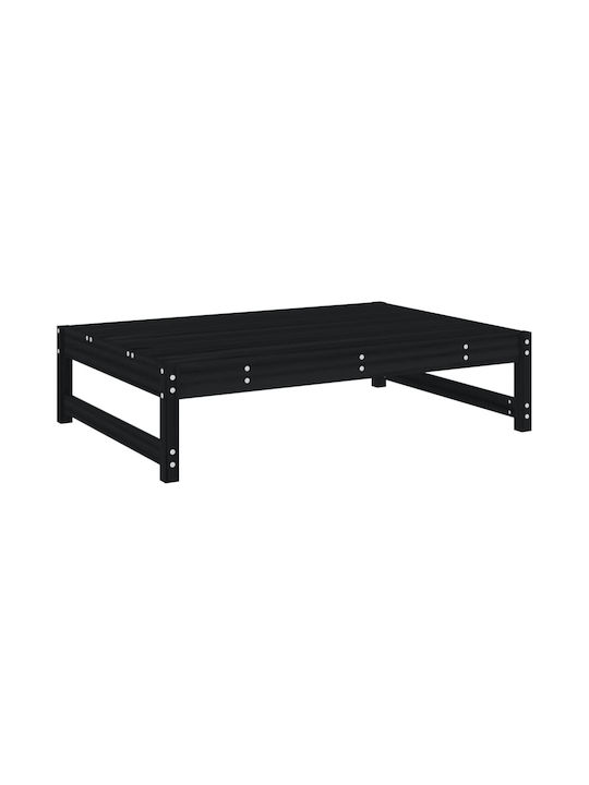 Дървено Градински Табурет Куб Черен 120x80x30см