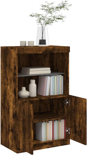 Bookcase with LED Smoky Oak 60.5x37x100cm