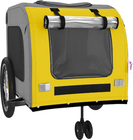 Vidaxl Bicycle Trailer for Pets Yellow Gray Oxford Fabric Iron