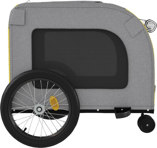 Vidaxl Bicycle Trailer for Pets Yellow Gray Oxford Fabric Iron