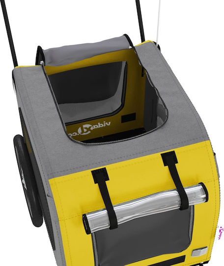 Vidaxl Bicycle Trailer for Pets Yellow Gray Oxford Fabric Iron
