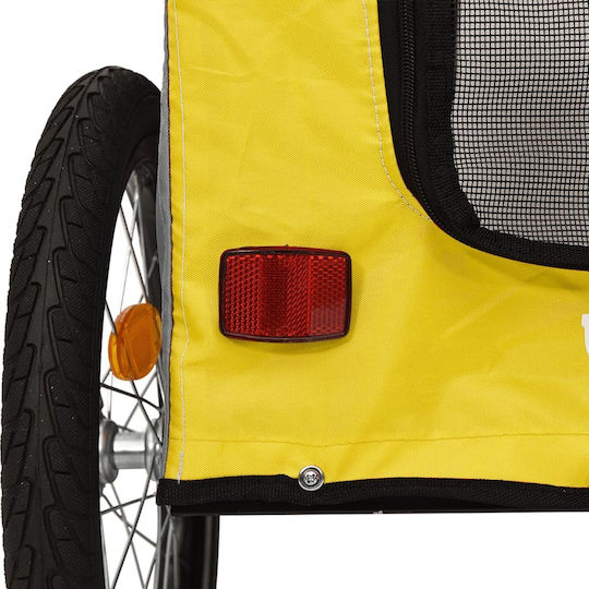 Vidaxl Bicycle Trailer for Pets Yellow Gray Oxford Fabric Iron