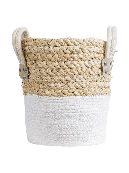 GloboStar Artificial Garden Nevada Planter Rattan Beige with Stand 23x23x23cm.