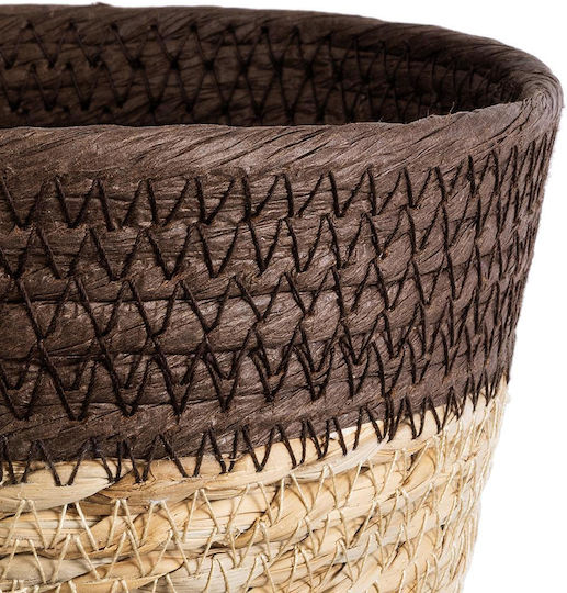 GloboStar Lefkada Planter Rattan Beige with Stand 18x18x15cm.