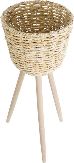 GloboStar Artificial Garden Limnos Саксия Дърво Бежов Със стойка 26x26x66εκ.