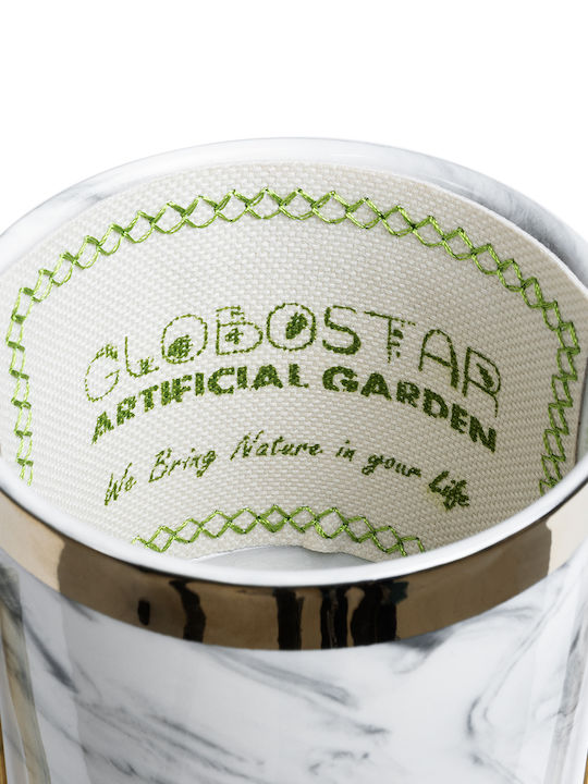 GloboStar Alaska Саксия Керамика Бял Със стойка 8x8x15εκ.