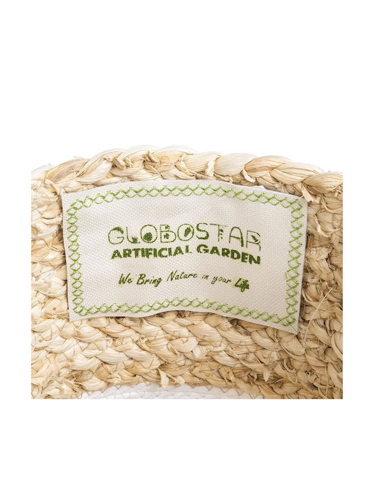 GloboStar Artificial Garden Nevada Planter Rattan Beige with Stand 23x23x23cm.