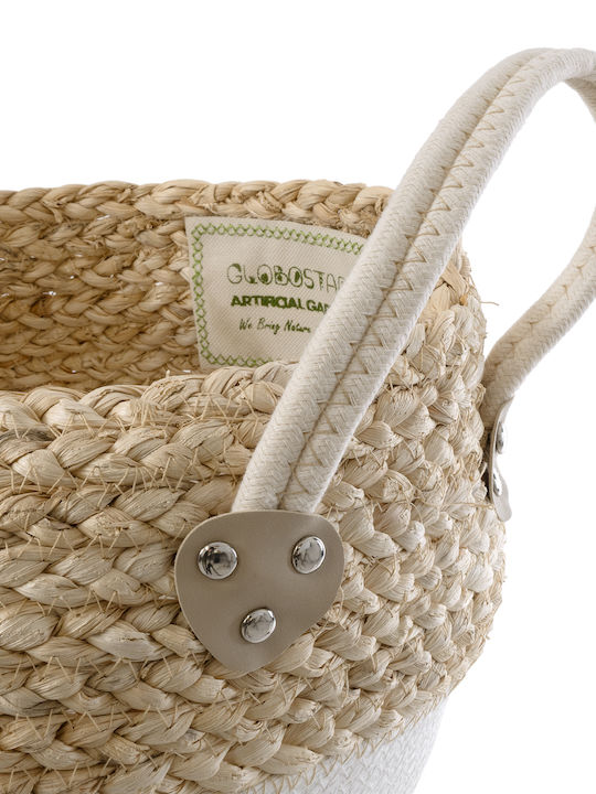 GloboStar Artificial Garden Nevada Planter Rattan Beige with Stand 33x33x28cm.