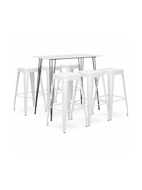 vidaXL Outdoor Bar Set 7 Pieces White