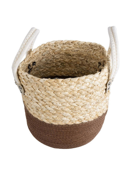 GloboStar Artificial Garden Carolina Planter Rattan Beige with Stand 23x23x23cm.