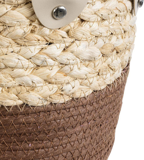 GloboStar Artificial Garden Carolina Planter Rattan Beige with Stand 23x23x23cm.