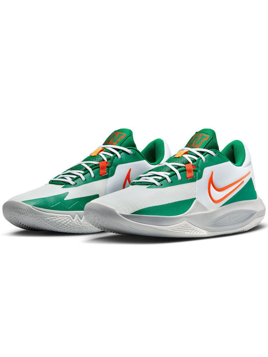 Nike Precision 6 Χαμηλά Μπασκετικά Παπούτσια White / Safety Orange / Malachite / Sundial