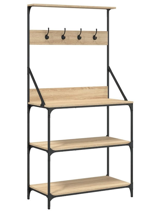 vidaXL Sonoma Lebensmittelregal Metallisch Mit Rädern Blau 84x40.5x170cm