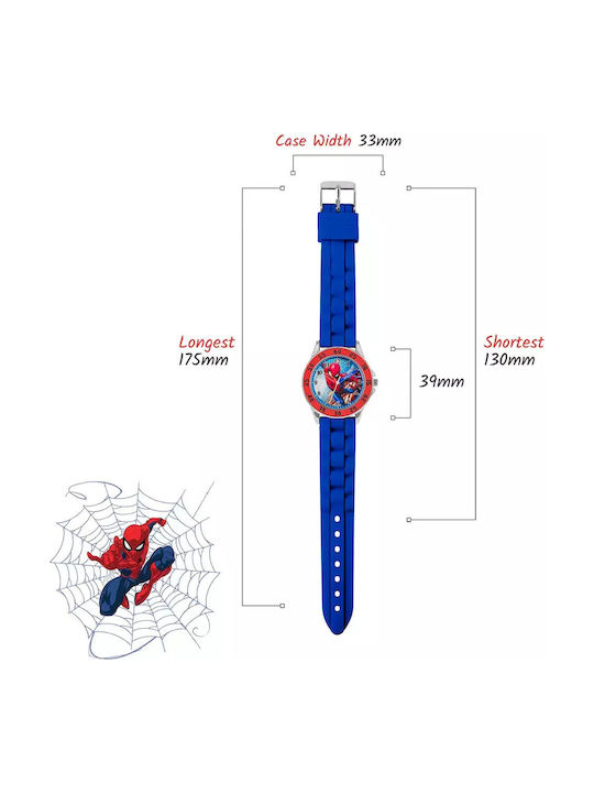 Disney Παιδικό Αναλογικό Ρολόι 32mm Spiderman Μπλε