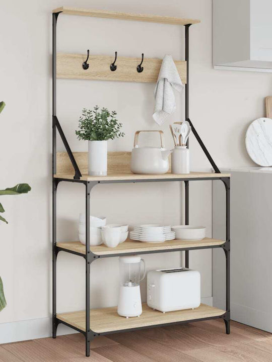vidaXL Sonoma Lebensmittelregal Metallisch Mit Rädern Blau 84x40.5x170cm