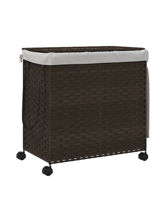 vidaXL Laundry Basket Fabric Folding with Cap 60x35x60.5cm Brown