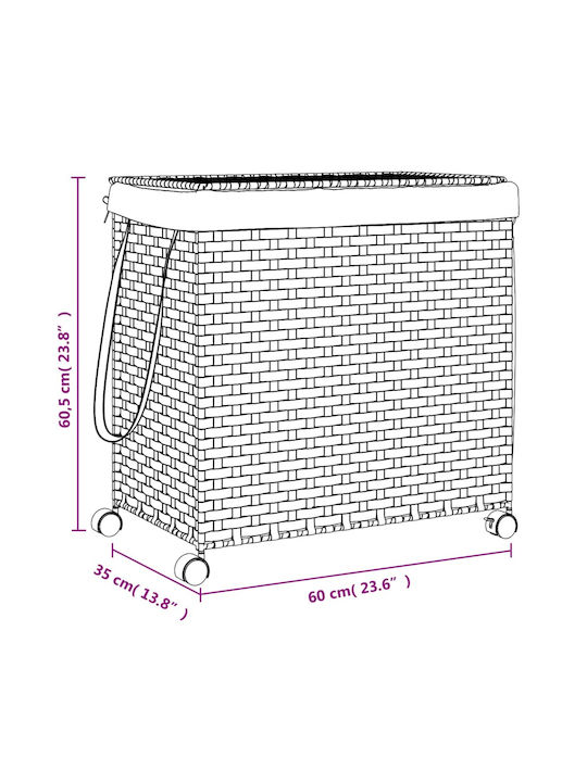 vidaXL Laundry Basket Fabric Folding with Cap 60x35x60.5cm Brown