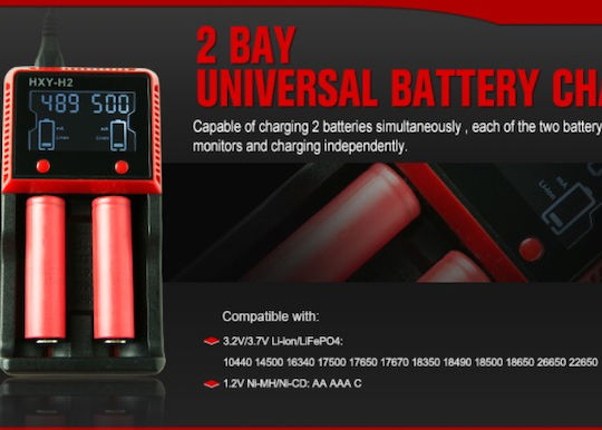 H2 Зарядно 2 за батерии Li-ion/Ni-Cd/Ni-MH Размер AA/AAA/18650/16340/26650/14500 в Черен цвят