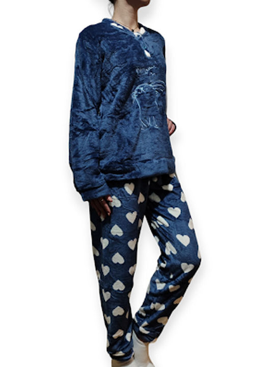 Passion Winter Women's Pyjama Set Fleece Blue