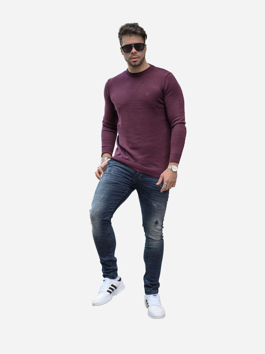 Yolofashion Men's Long Sleeve Sweater Burgundy