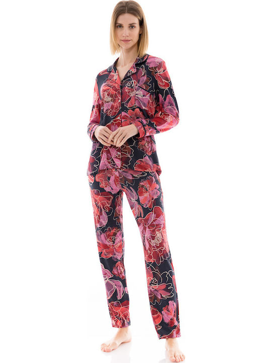 Pink Label Winter Damen Pyjama-Set Magenta