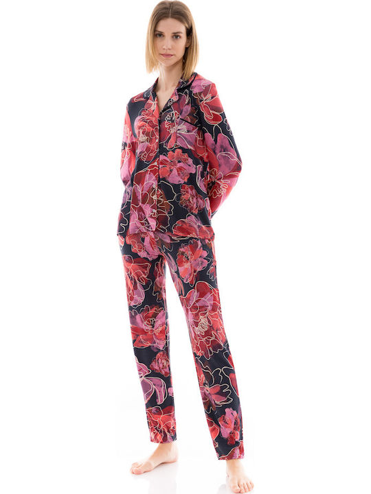 Pink Label Winter Damen Pyjama-Set Magenta