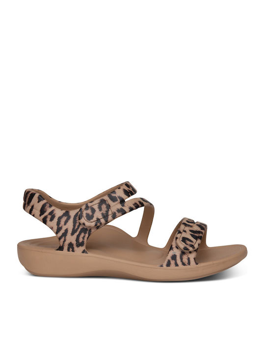 Women's Flat Sandals Sporty in Brown Color