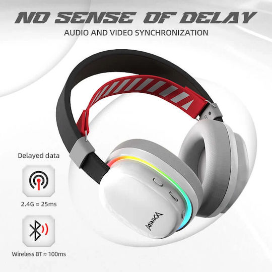 Marvo Monka Echo Ασύρματο Over Ear Gaming Headset με σύνδεση Bluetooth Λευκό
