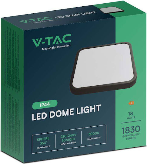 V-TAC Таванно осветление Баня Черен с Вграден LED