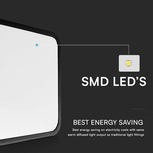 V-TAC Таванно осветление Баня Черен с Вграден LED