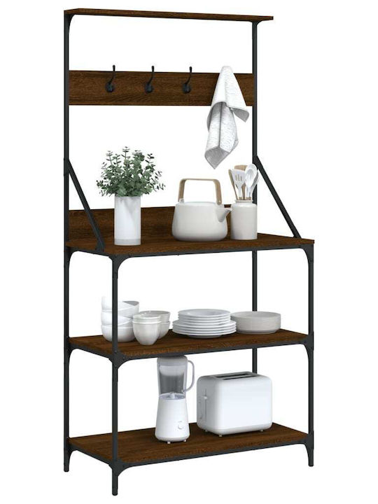 vidaXL Metallisches Küchengestell Mit 4 Ebenen Braune 84x40,5x170cm