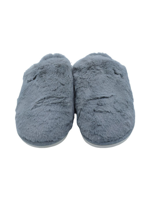 Comfy Anatomic Winter Women's Slippers with fur in Gray color