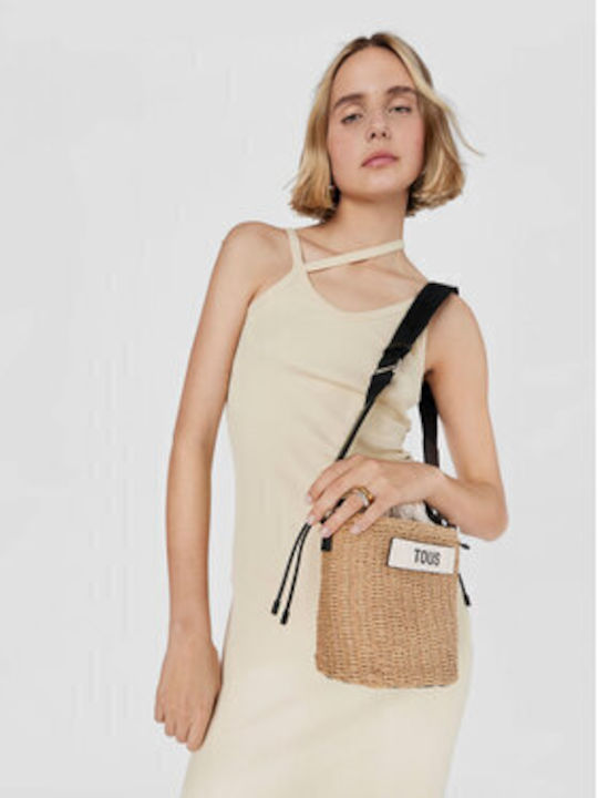 Natural Saca Scoubidou Straw Women's Bag Shoulder Beige