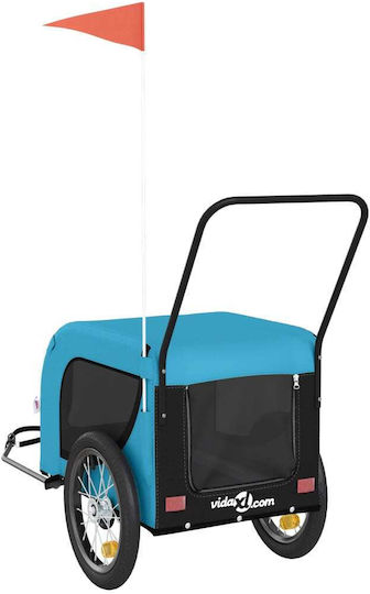 vidaXL Remorcă bicicletă pentru transport câine până la 45kg Albastru M125xL66xA63cm.