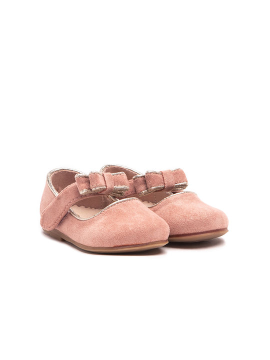 Alegria Kids Leather Ballerinas with Hoop & Loop Closure Pink