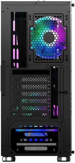NJOY Fort Gaming Midi-Turm Computergehäuse mit Seitenfenster und RGB-Beleuchtung Schwarz