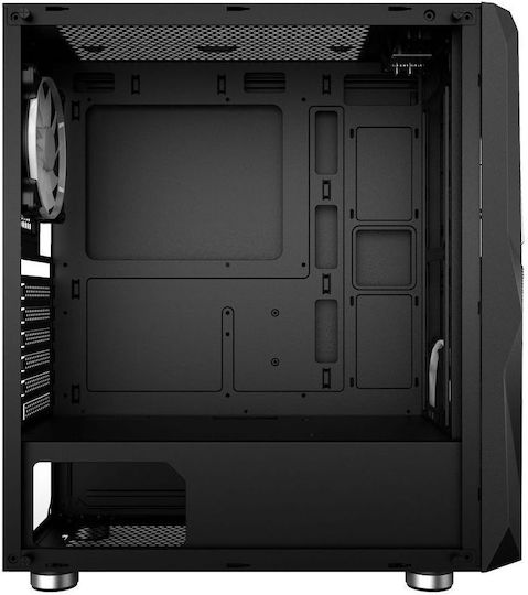 NJOY Fort Gaming Midi-Turm Computergehäuse mit Seitenfenster und RGB-Beleuchtung Schwarz