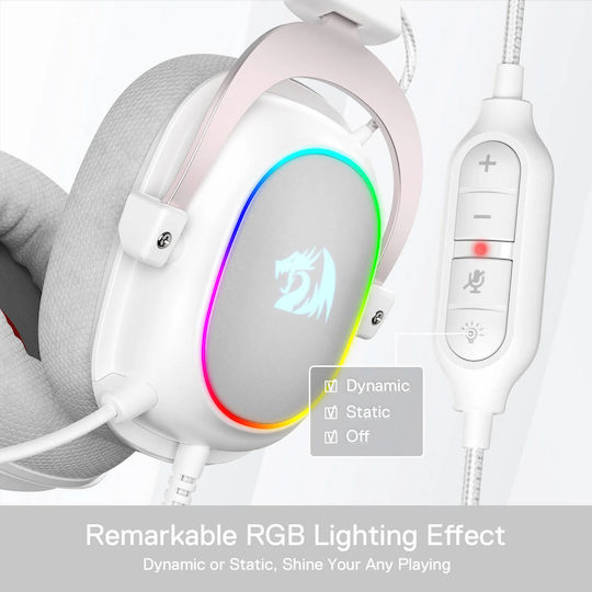 Redragon H510 Zeus-X RGB Over Ear Gaming Headset με σύνδεση USB Λευκό