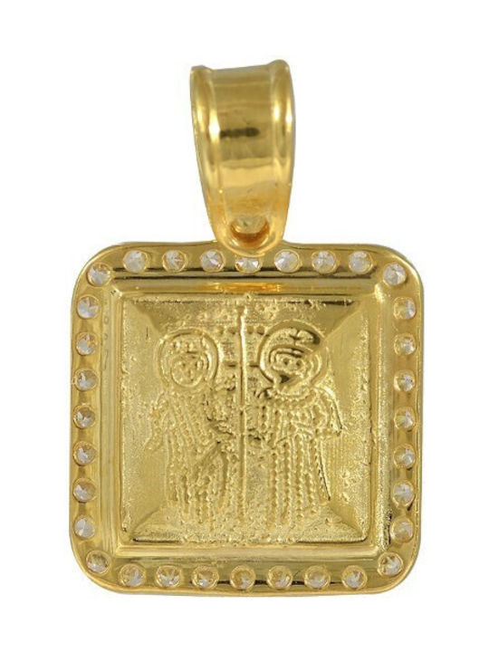 Pendant Kids Talisman Double Sided Constantine from Gold 6005Κ1