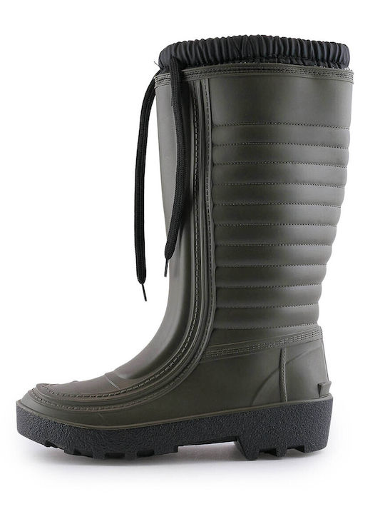 Love4shoes Non-Slip Work Wellies with Fur Khaki