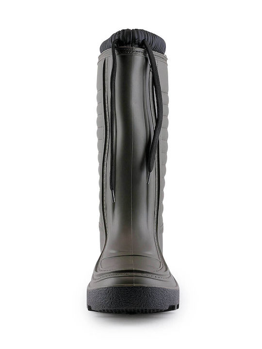 Love4shoes Non-Slip Work Wellies with Fur Khaki