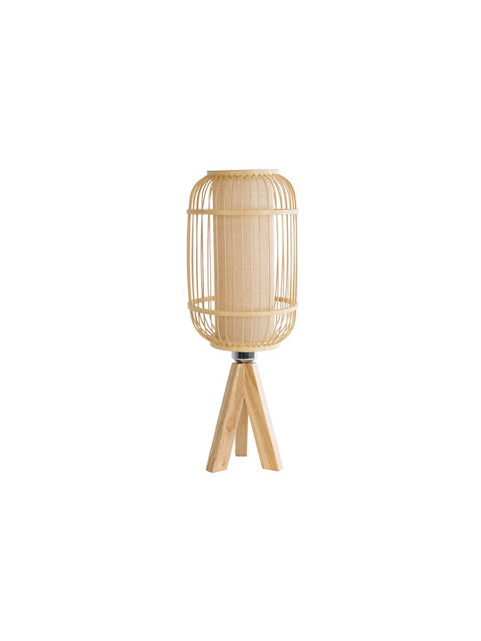 GloboStar Wood Table Lamp for Socket E27 with Beige Shade and Base