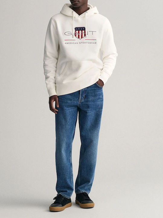 Archive Shield Sweatshirt with Hood White