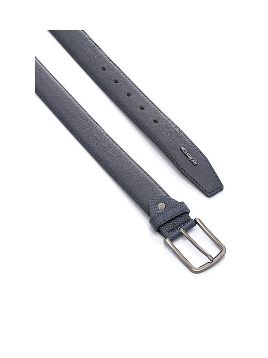 Mcan Men's Leather Belt Navy Blue