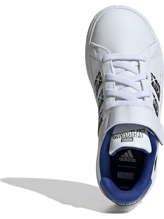 Marvel Grand Court Spider-Man Kids Sneakers with Hoop & Loop Closure Cloud White / Core Black / Royal Blue