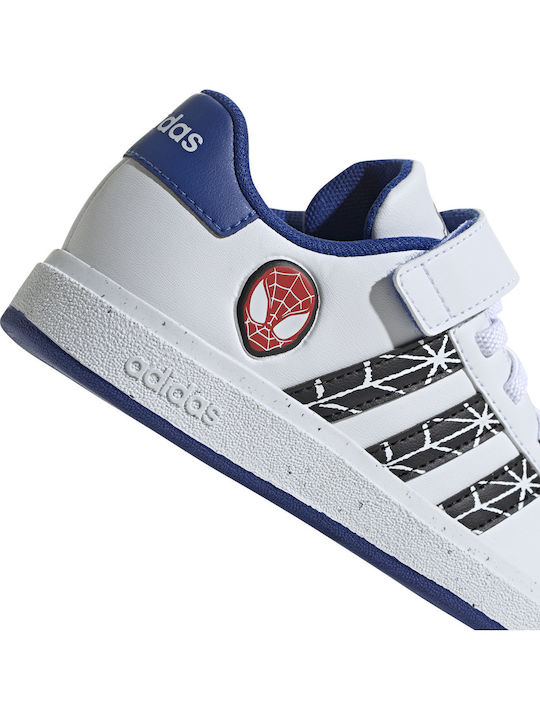 Marvel Grand Court Spider-Man Kids Sneakers with Hoop & Loop Closure Cloud White / Core Black / Royal Blue