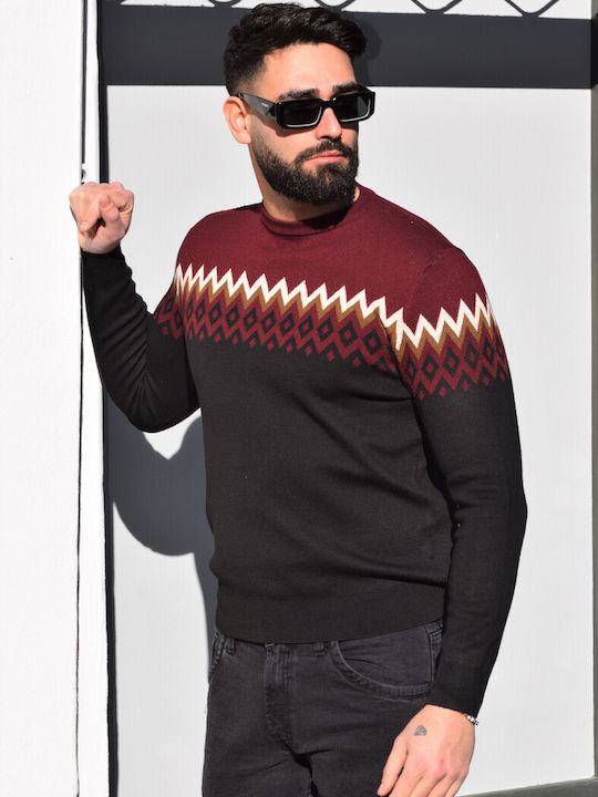 Tony Maker Men's Long Sleeve Sweater black-burgundy